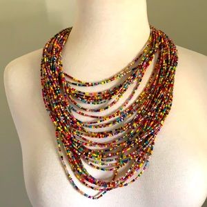 Beaded multi strand colorful necklace